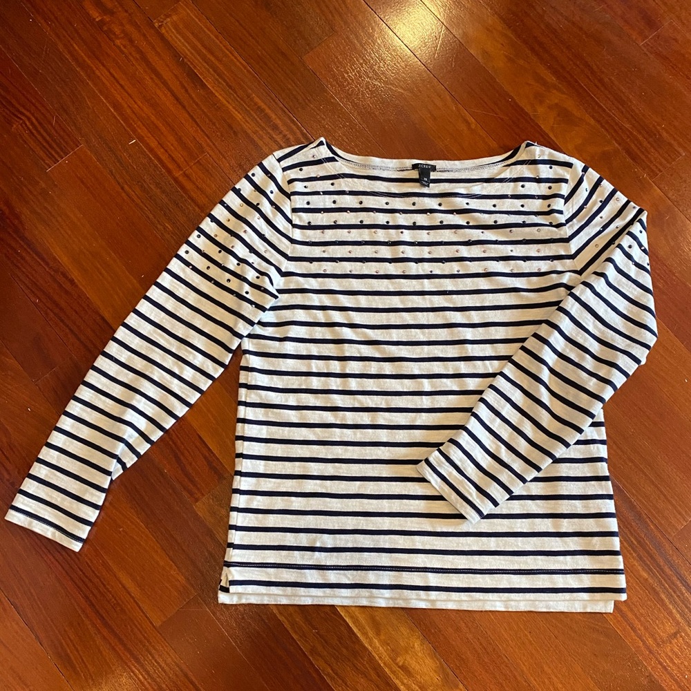 Striped tunic with rhinestone detail